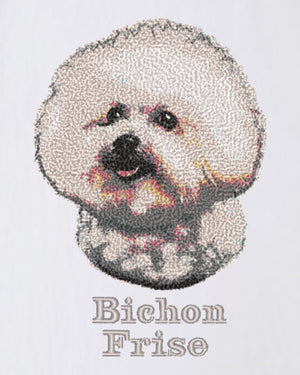 ビションフリーゼ フェイス&ロゴ 刺繍 Tシャツ