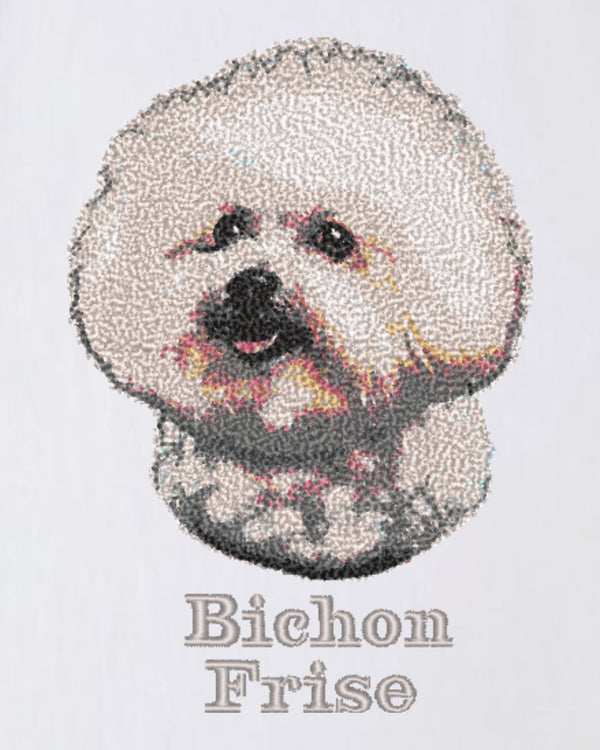 ビションフリーゼ フェイス&ロゴ 刺繍 Tシャツ