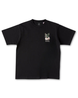 フレンチブルドック フェイス&ロゴ 刺繍 Tシャツ