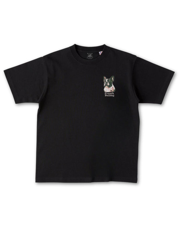 フレンチブルドック フェイス&ロゴ 刺繍 Tシャツ