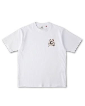 ポメラニアン フェイス&ロゴ 刺繍 Tシャツ