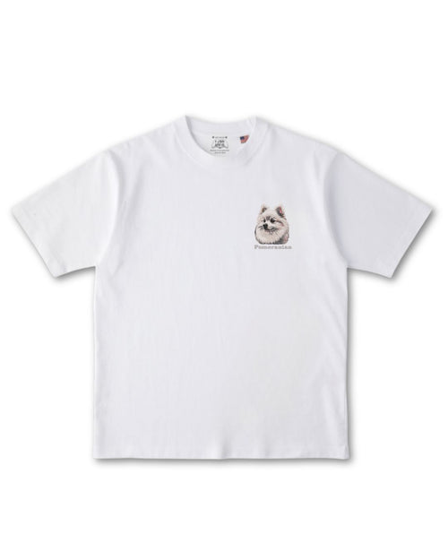 ポメラニアン フェイス&ロゴ 刺繍 Tシャツ