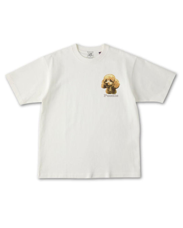プードル フェイス&ロゴ 刺繍 Tシャツ