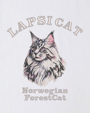 ノルウェージャンフォレストキャット ミディアム フェイス&サークルロゴ 刺繍 Tシャツ