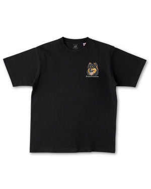 ポメラニアン フェイス&ロゴ 刺繍 Tシャツ