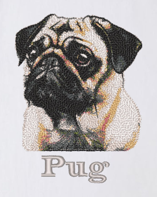 パグ フェイス&ロゴ 刺繍 Tシャツ