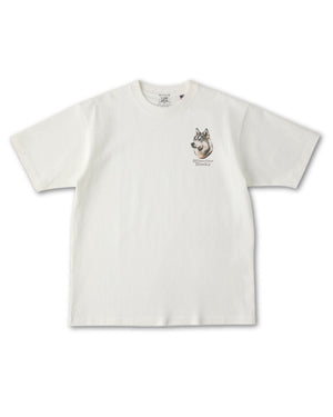 シベリアンハスキー フェイス&ロゴ 刺繍 Tシャツ