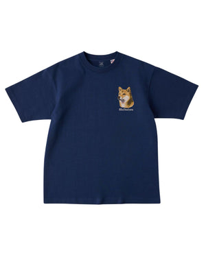 柴犬 フェイス&ロゴ 刺繍 Tシャツ