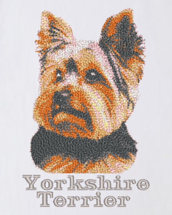 ヨークシャーテリア フェイス&ロゴ 刺繍 Tシャツ