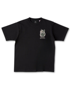 ブリッティッシュショートヘア フェイス&ロゴ 刺繍 Tシャツ