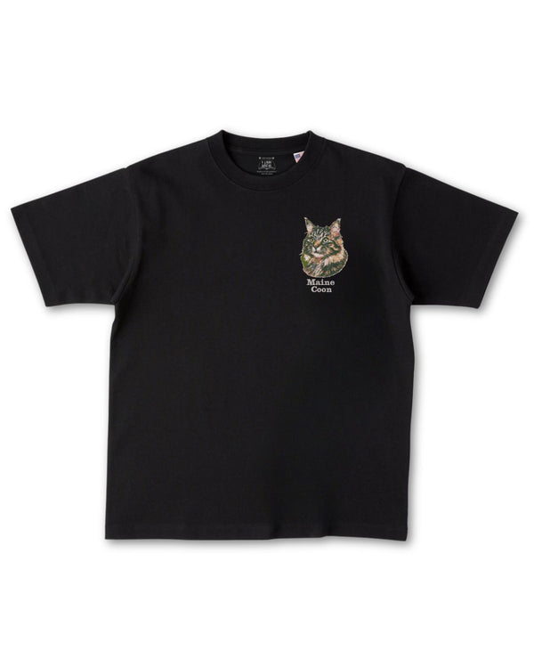 メインクーン フェイス&ロゴ 刺繍 Tシャツ