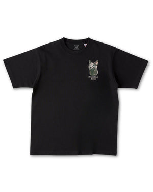 ロシアンブルー フェイス&ロゴ 刺繍 Tシャツ