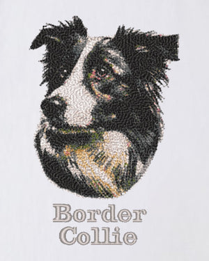 ボーダーコリー フェイス&ロゴ 刺繍 Tシャツ