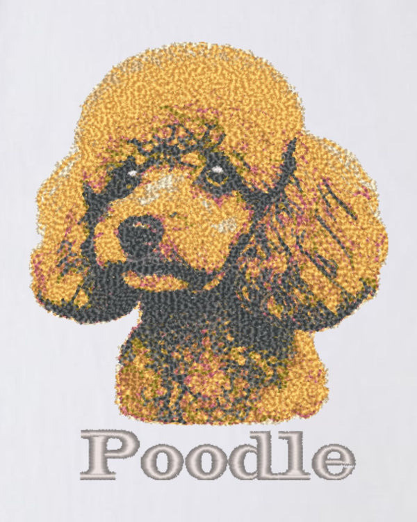 プードル フェイス&ロゴ 刺繍 Tシャツ