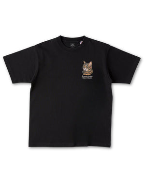 アメリカンショートヘア フェイス&ロゴ 刺繍 Tシャツ