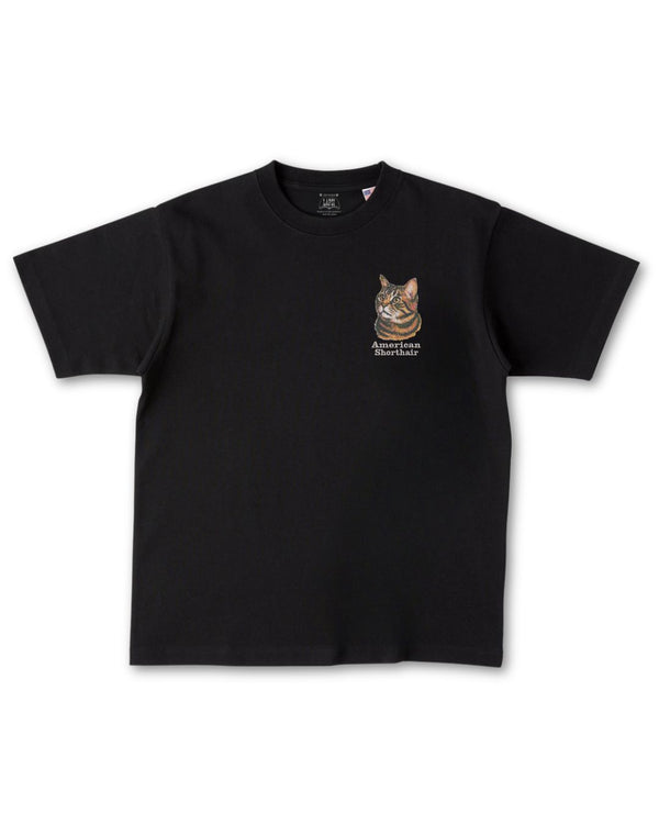 アメリカンショートヘア フェイス&ロゴ 刺繍 Tシャツ