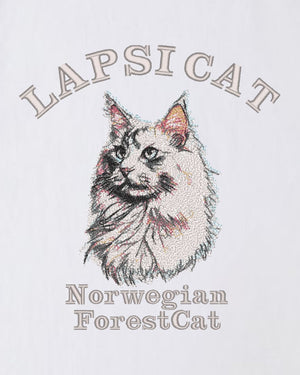ノルウェージャンフォレストキャット ミディアム フェイス&サークルロゴ 刺繍 Tシャツ