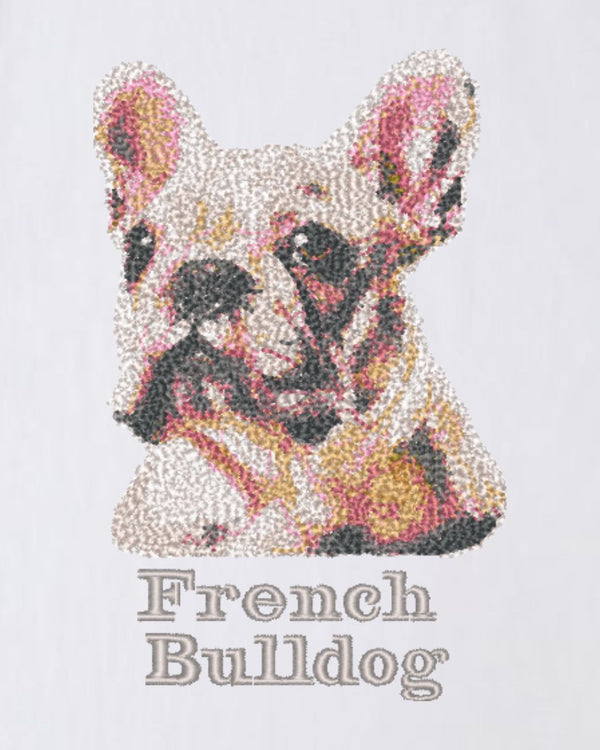 フレンチブルドック フェイス&ロゴ 刺繍 Tシャツ