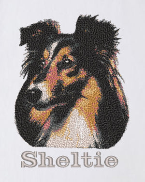 シェットランドシープドッグ フェイス&ロゴ 刺繍 Tシャツ