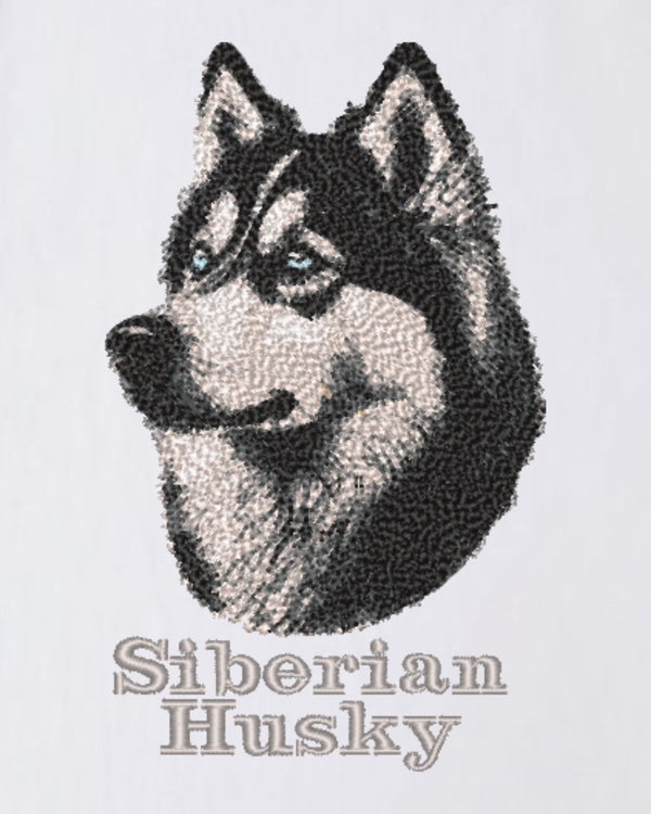 シベリアンハスキー フェイス&ロゴ 刺繍 Tシャツ