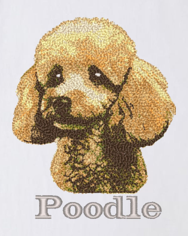 プードル フェイス&ロゴ 刺繍 Tシャツ