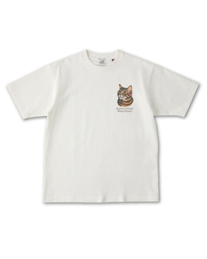 アメリカンショートヘア フェイス&ロゴ 刺繍 Tシャツ
