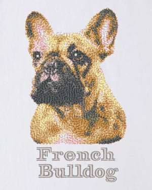 フレンチブルドック フェイス&ロゴ 刺繍 Tシャツ