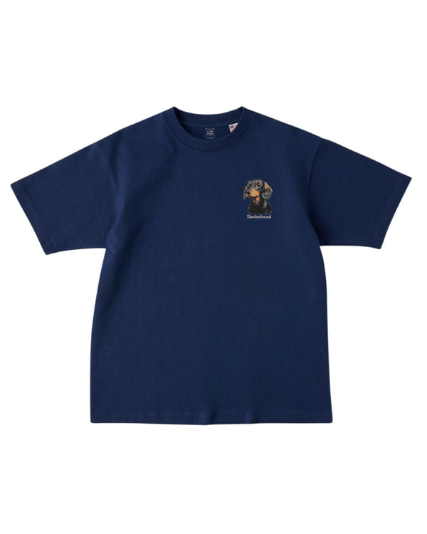 ダックスフント フェイス&ロゴ 刺繍 Tシャツ