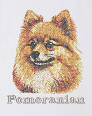 ポメラニアン フェイス&ロゴ 刺繍 Tシャツ