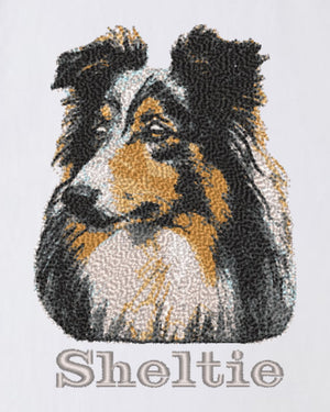 シェットランドシープドッグ フェイス&ロゴ 刺繍 Tシャツ