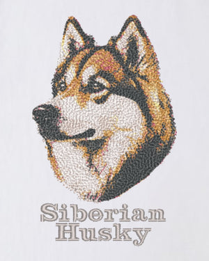 シベリアンハスキー フェイス&ロゴ 刺繍 Tシャツ