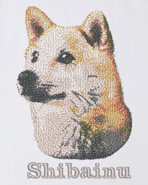 柴犬 フェイス&ロゴ 刺繍 Tシャツ