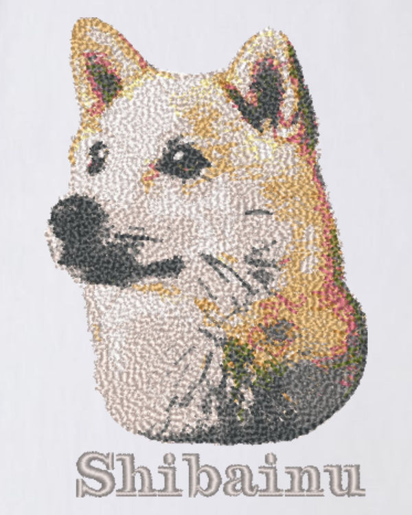 柴犬 フェイス&ロゴ 刺繍 Tシャツ