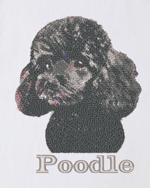 プードル フェイス&ロゴ 刺繍 Tシャツ