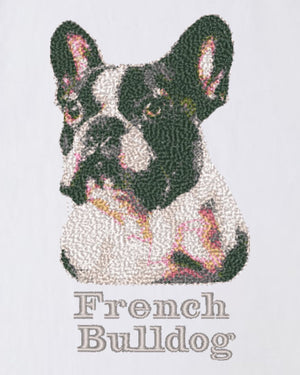 フレンチブルドック フェイス&ロゴ 刺繍 Tシャツ