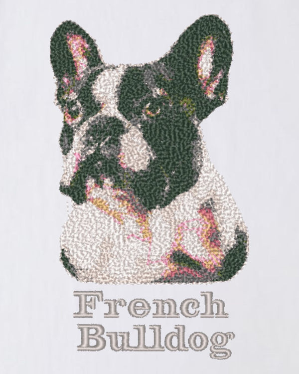 フレンチブルドック フェイス&ロゴ 刺繍 Tシャツ