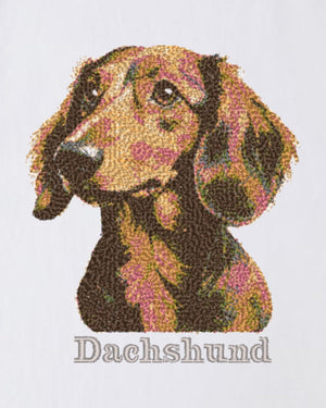 ダックスフント フェイス&ロゴ 刺繍 Tシャツ