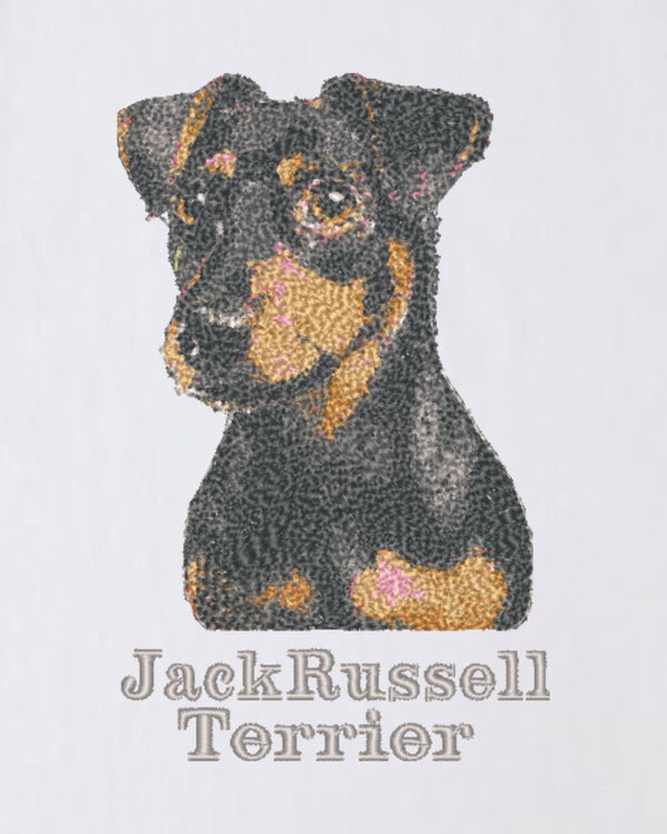 ジャックラッセルテリア フェイス&ロゴ 刺繍 Tシャツ