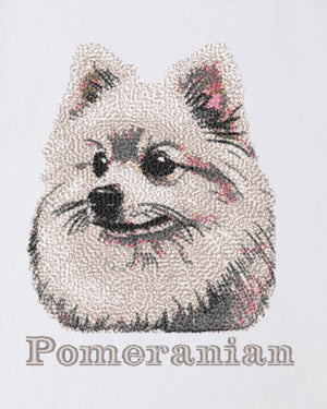 ポメラニアン フェイス&ロゴ 刺繍 Tシャツ