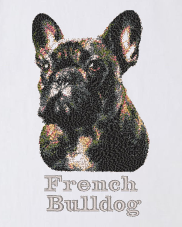 フレンチブルドック フェイス&ロゴ 刺繍 Tシャツ