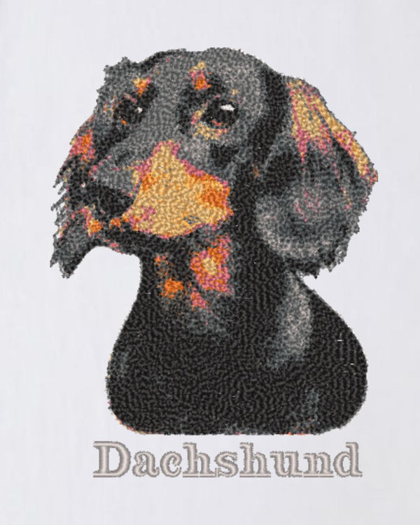 ダックスフント フェイス&ロゴ 刺繍 Tシャツ