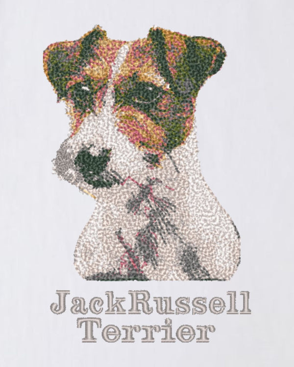 ジャックラッセルテリア フェイス&ロゴ 刺繍 Tシャツ
