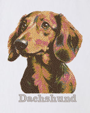 ダックスフント フェイス&ロゴ 刺繍 Tシャツ