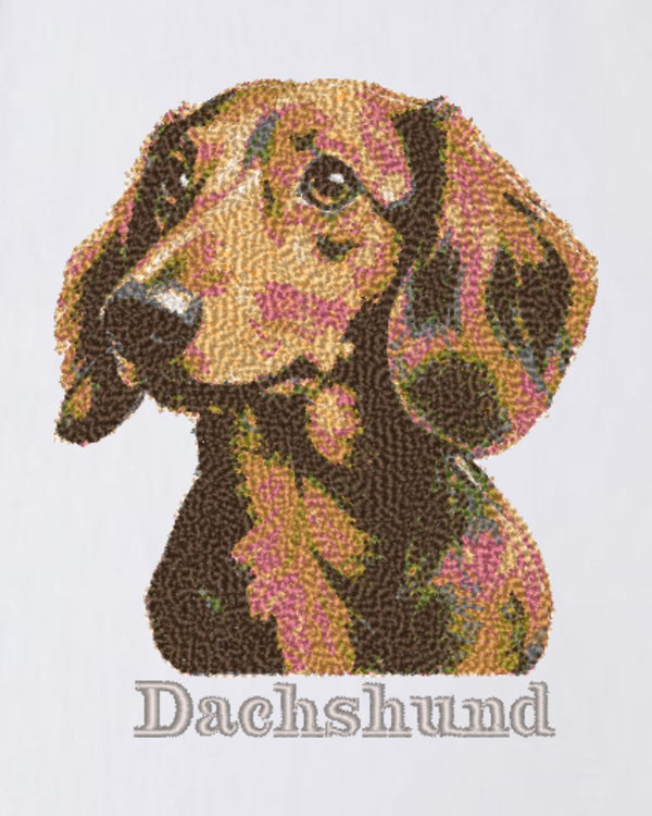 ダックスフント フェイス&ロゴ 刺繍 Tシャツ