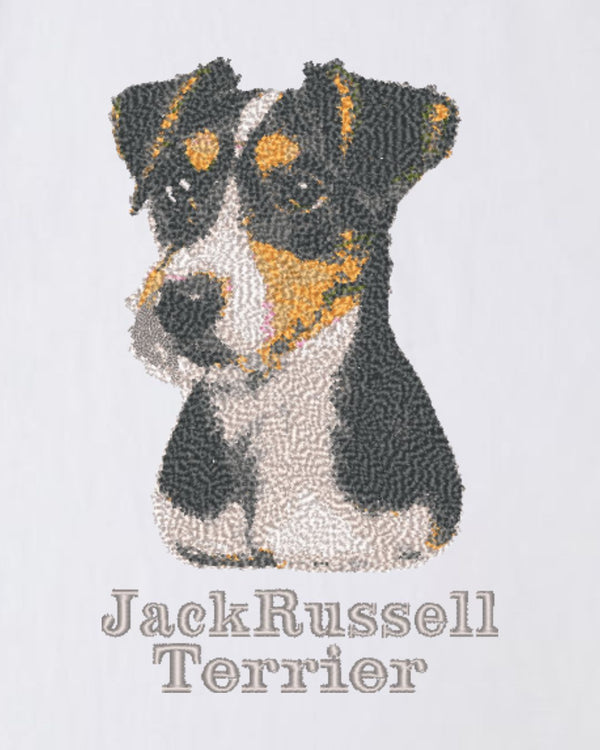 ジャックラッセルテリア フェイス&ロゴ 刺繍 Tシャツ