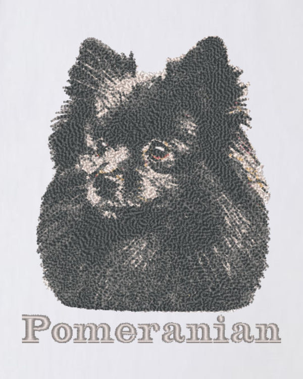 ポメラニアン フェイス&ロゴ 刺繍 Tシャツ