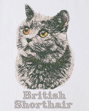 ブリッティッシュショートヘア フェイス&ロゴ 刺繍 Tシャツ