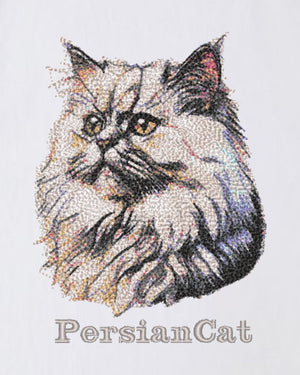 ペルシャ猫 フェイス&ロゴ 刺繍 Tシャツ