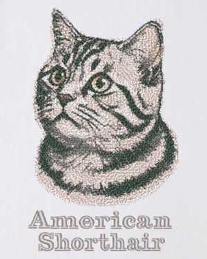 アメリカンショートヘア フェイス&ロゴ 刺繍 Tシャツ