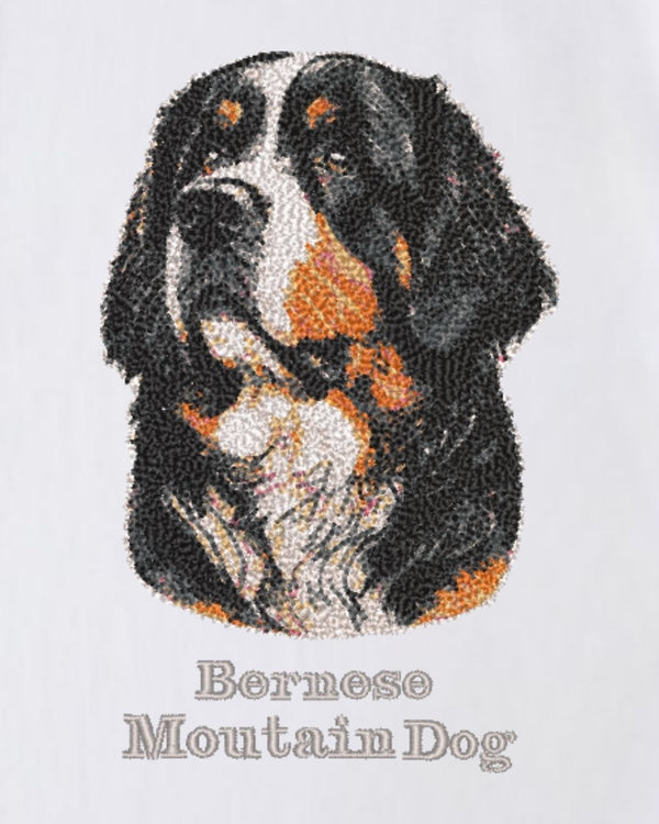 バーニーズマウンテンドッグ フェイス&ロゴ 刺繍 Tシャツ